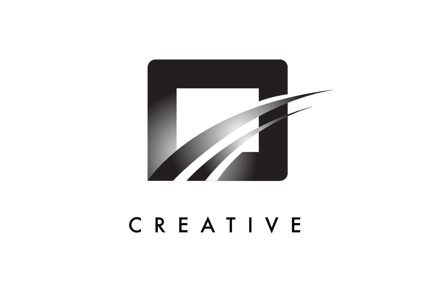 brief O logo ontwerp vector met gebogen swoosh lijnen en creatief kijken
