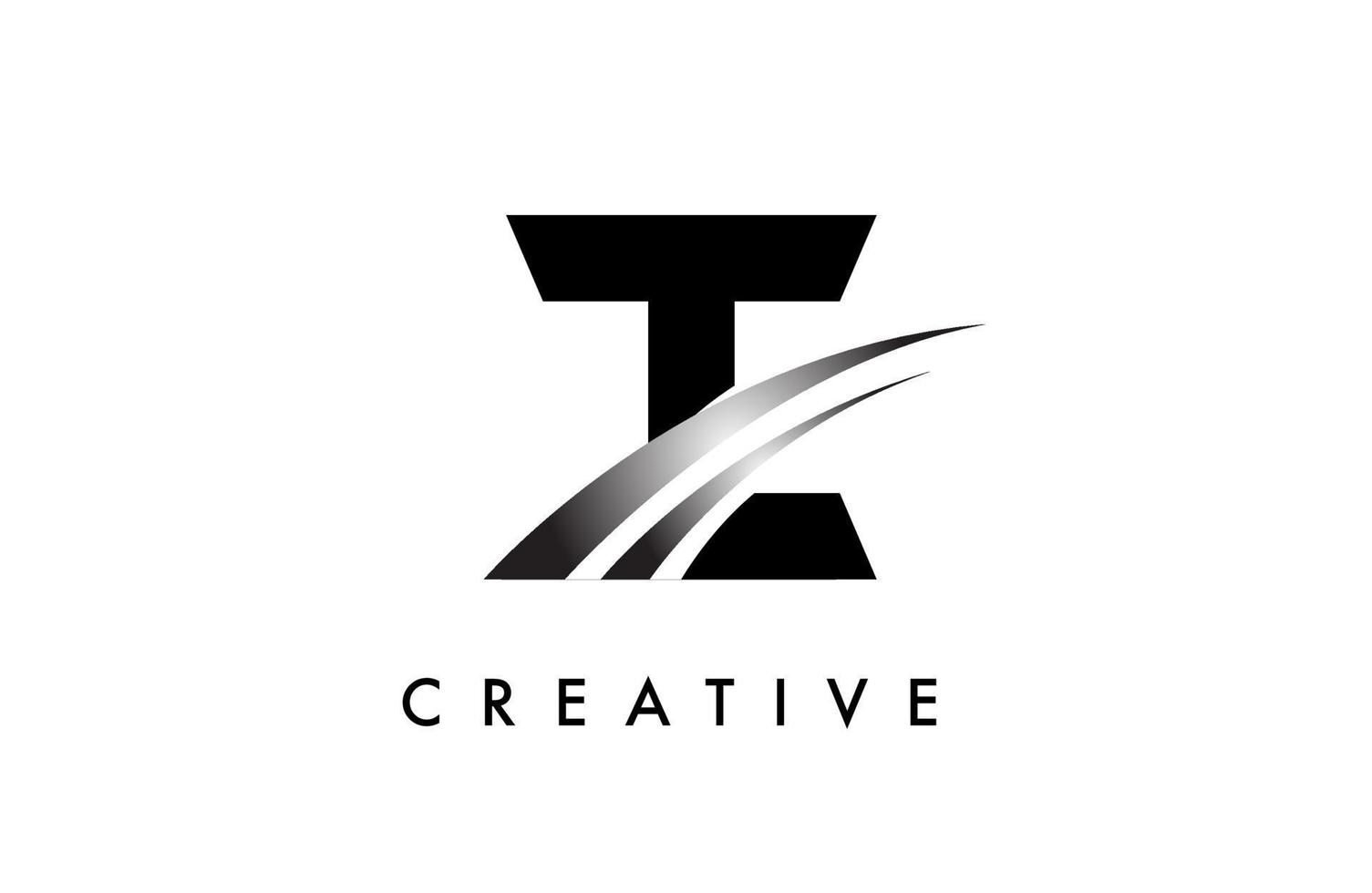 brief ik logo ontwerp vector met gebogen swoosh lijnen en creatief kijken