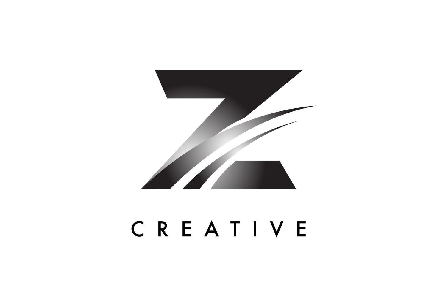 brief z logo ontwerp vector met gebogen swoosh lijnen en creatief kijken