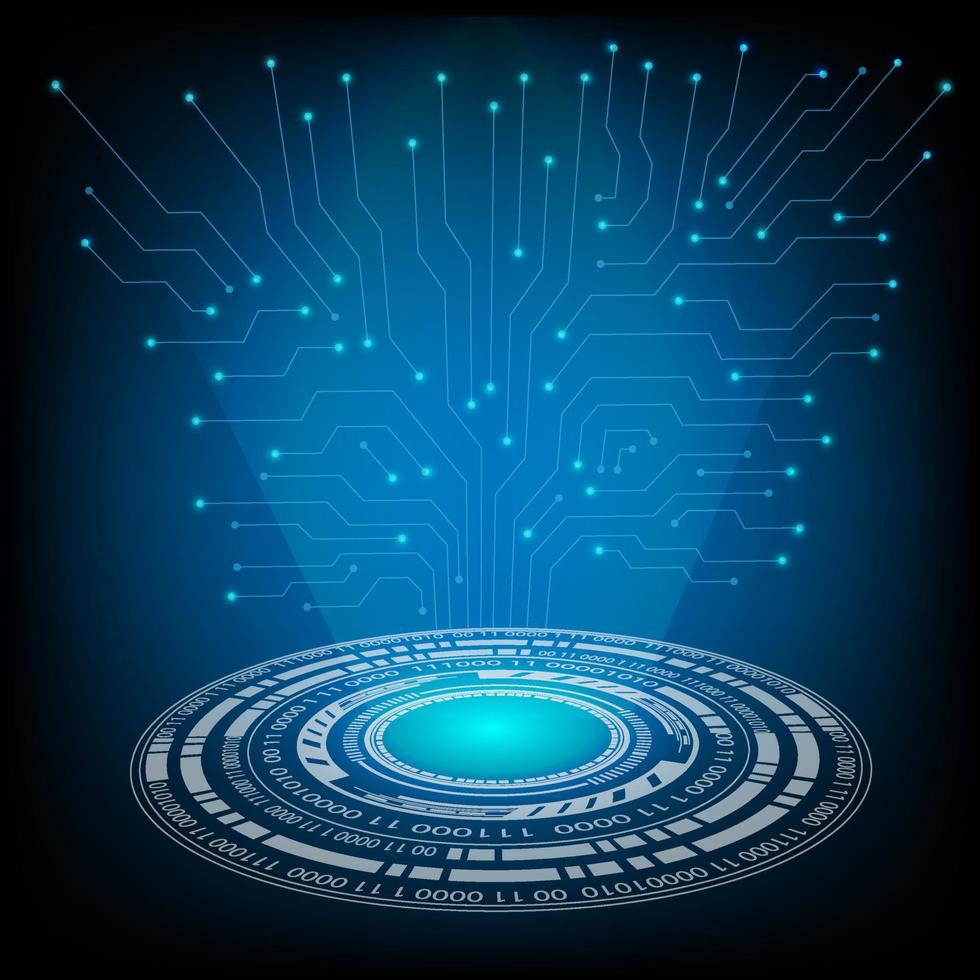 cirkelvormig ai hud hologram vectorconcept voor toekomstig technologieelement achtergrond bedrijfsscherm vector