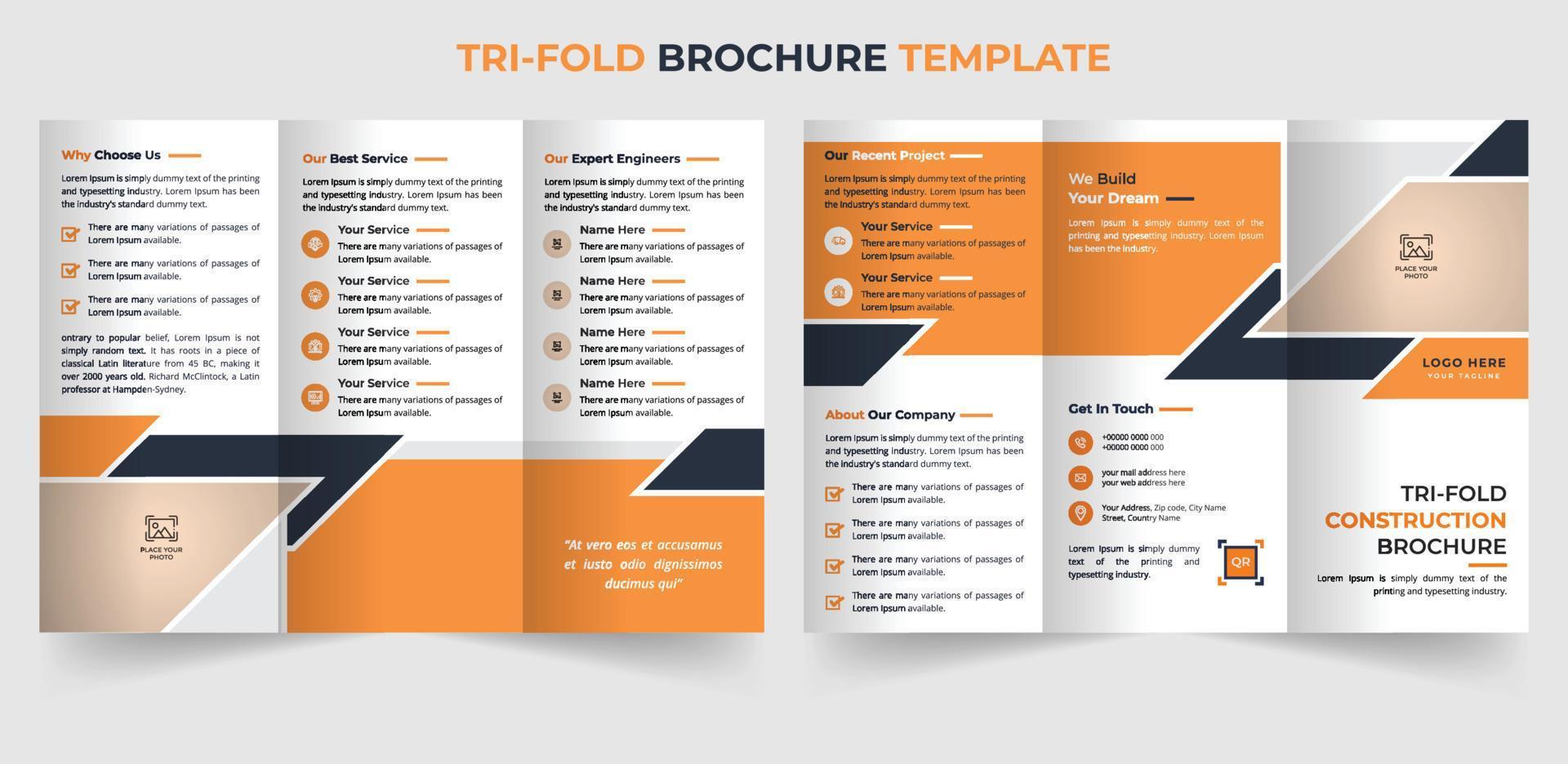 creatief multipurpose drievoud bouw brochure sjabloon ontwerp vector