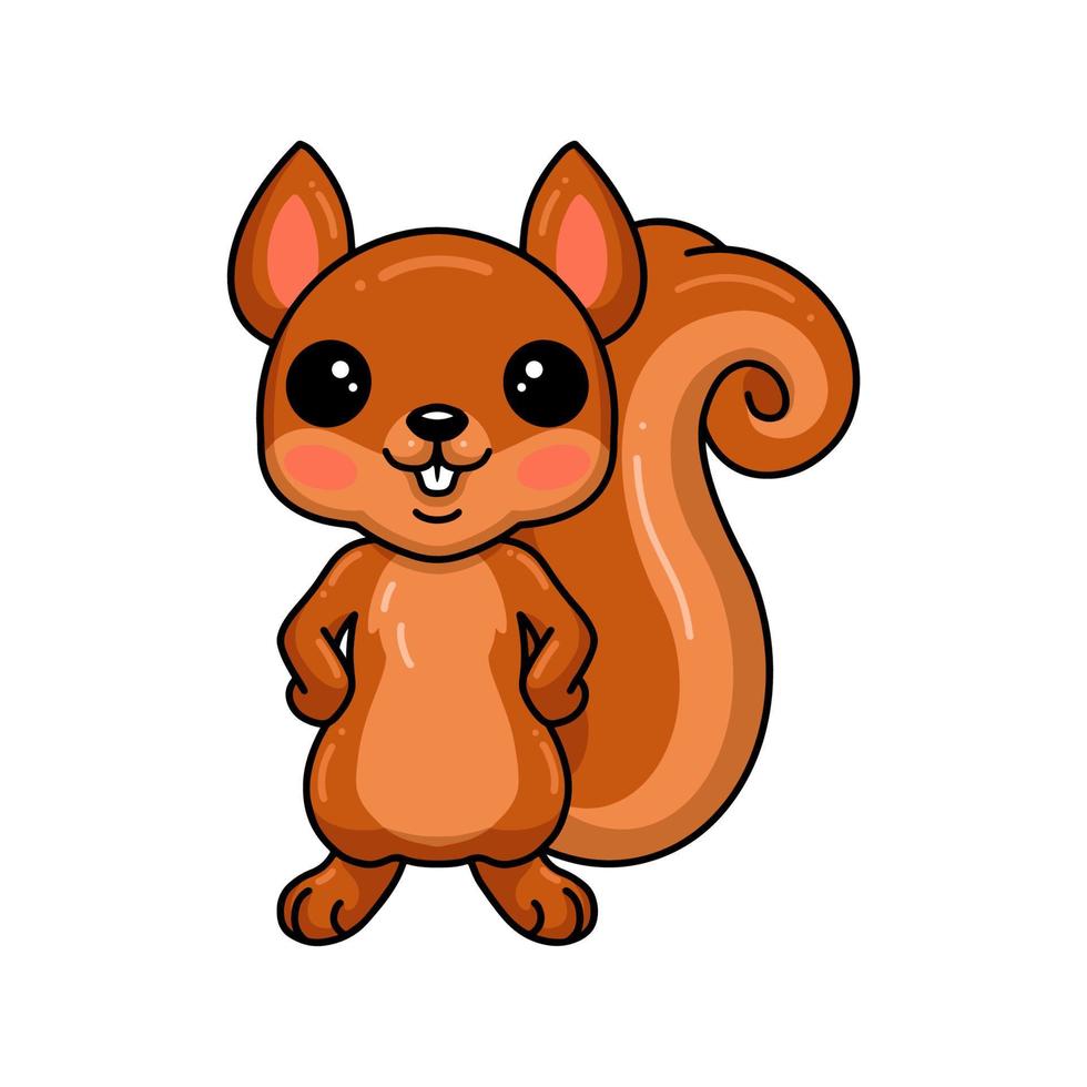 schattig weinig eekhoorn tekenfilm staand vector