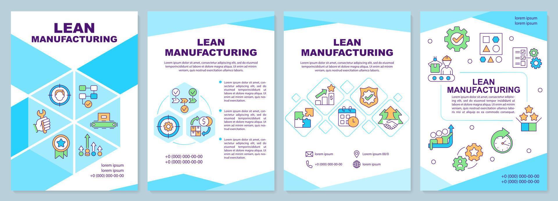 slank fabricage brochure sjabloon. doorlopend productie. brochure ontwerp met lineair pictogrammen. 4 vector indelingen voor presentatie, jaar- rapporten.