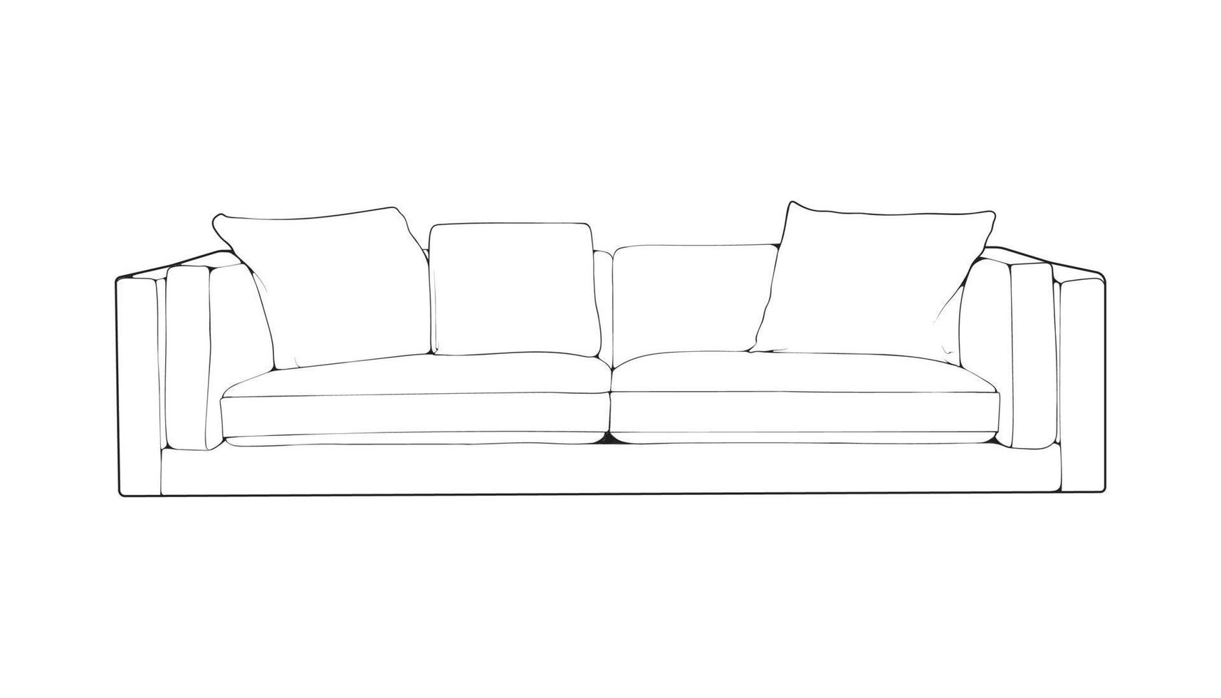 sofa of bankstel lijn kunst illustrator. schets meubilair voor leven kamer. vector illustratie.