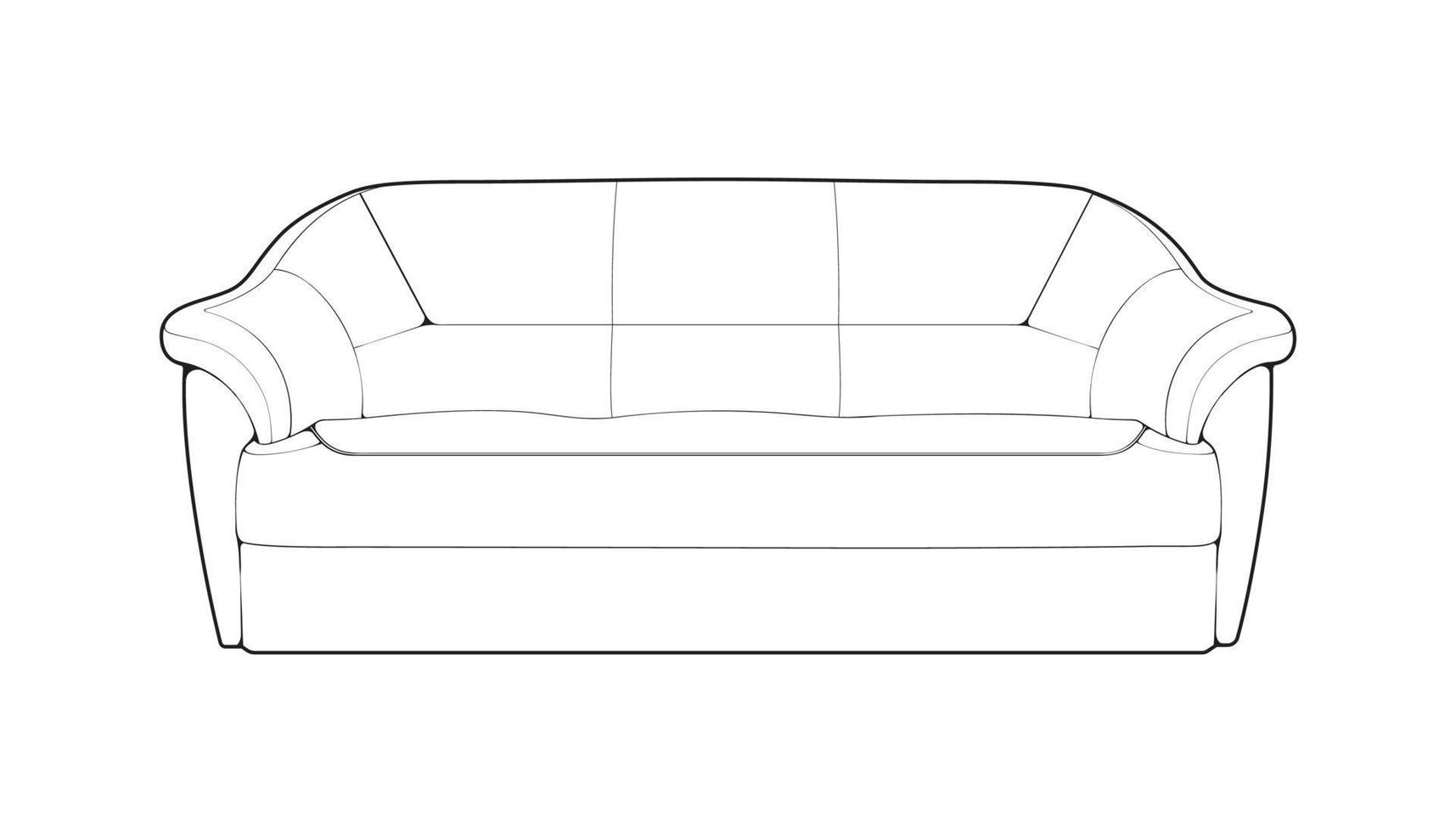 sofa of bankstel lijn kunst illustrator. schets meubilair voor leven kamer. vector illustratie.