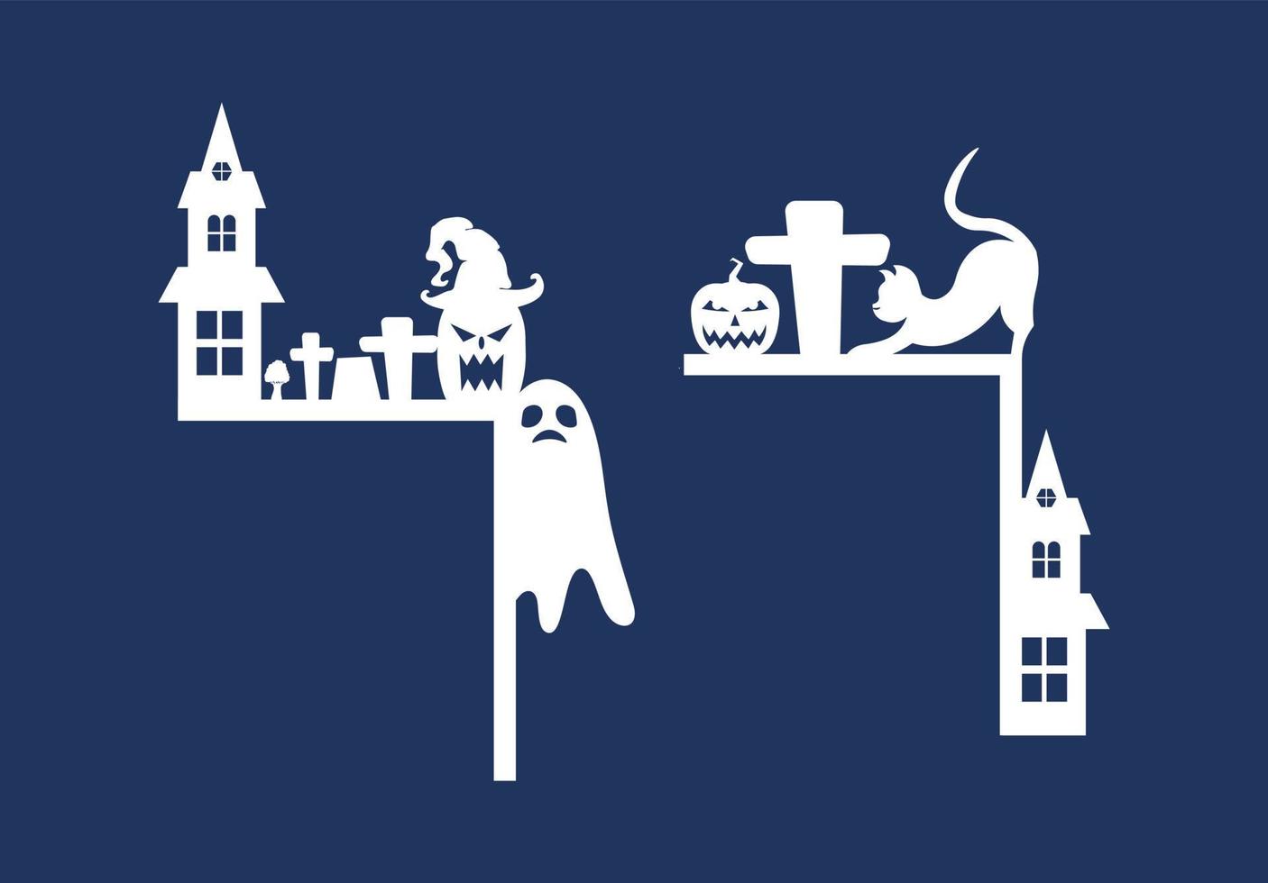 laser besnoeiing halloween deur hoek grens verzameling, vector