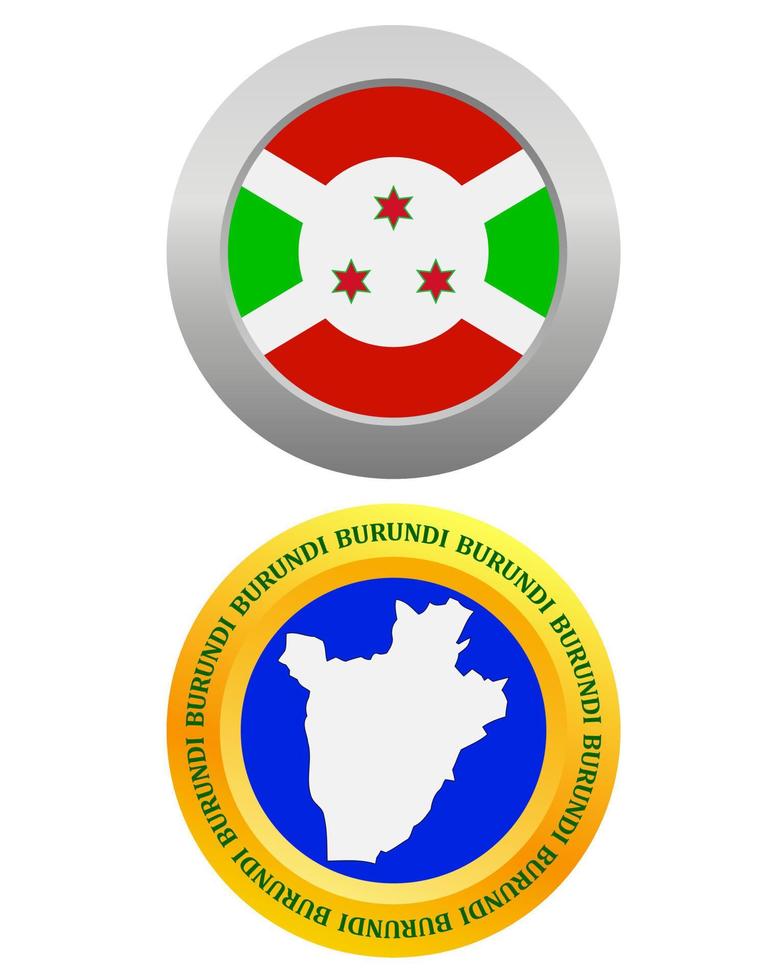 knop net zo een symbool Burundi vlag en kaart Aan een wit achtergrond vector