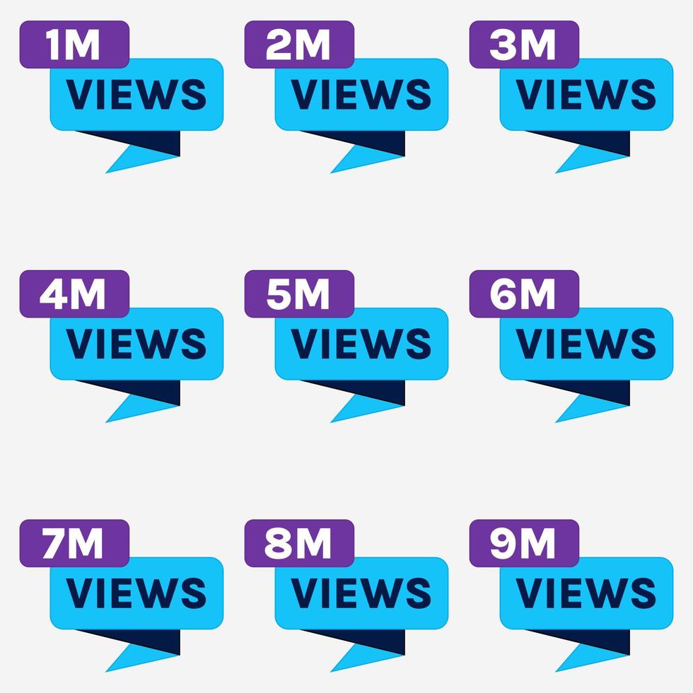 miljoen keer bekeken viering vector etiket insigne reeks 1 miljoen keer bekeken naar 9 miljoen keer bekeken banier