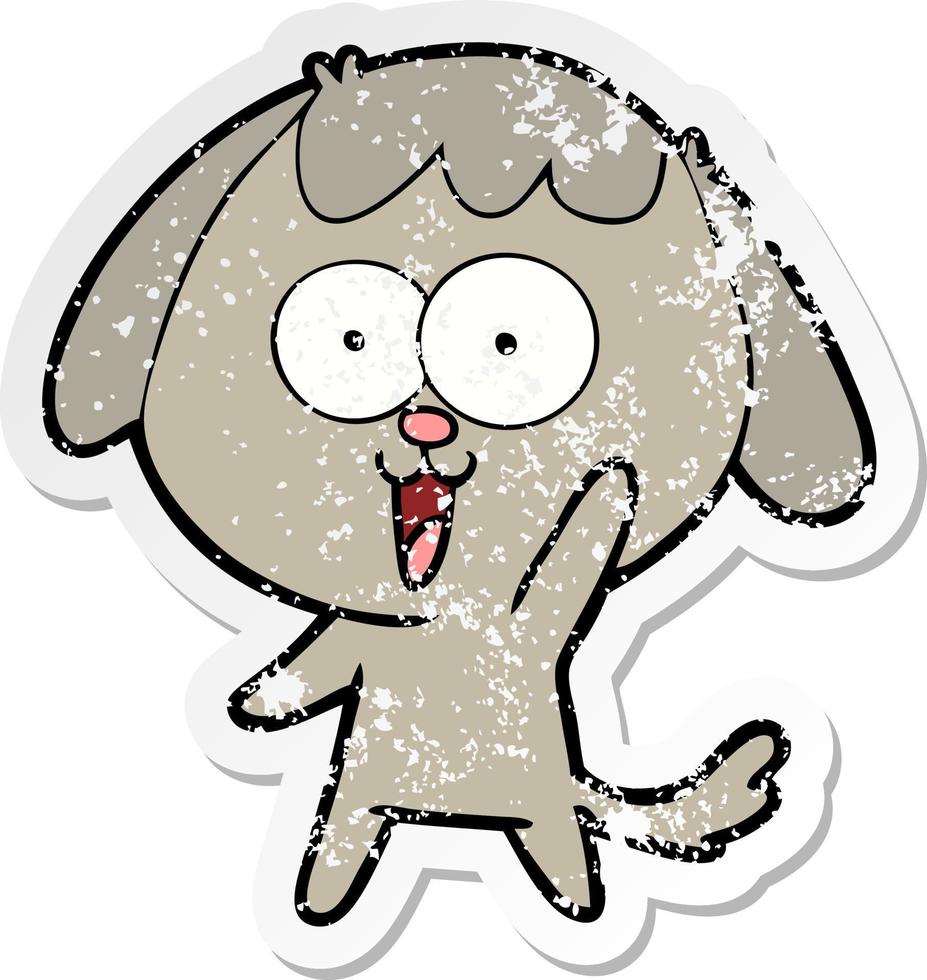 noodlijdende sticker van een schattige tekenfilmhond vector