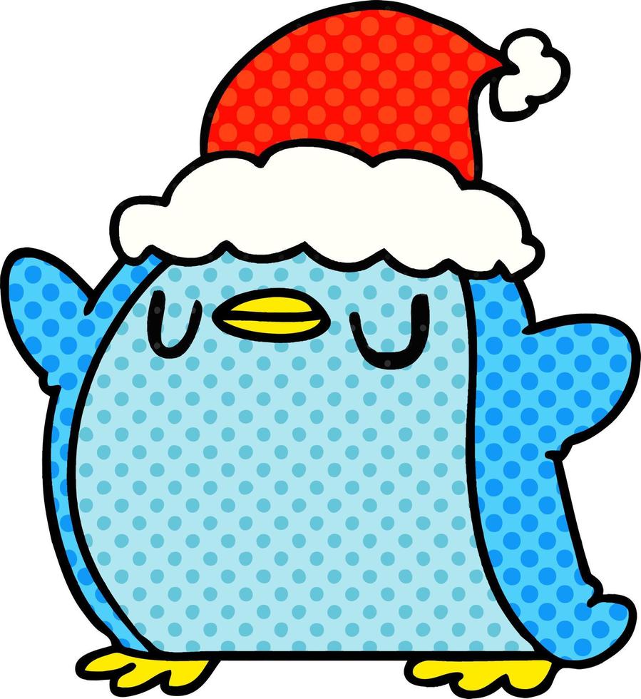 kerst cartoon van kawaii pinguïn vector