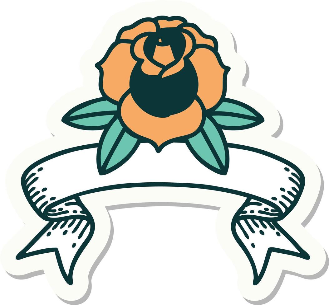 tatoeëren stijl sticker met banier van een bloem vector