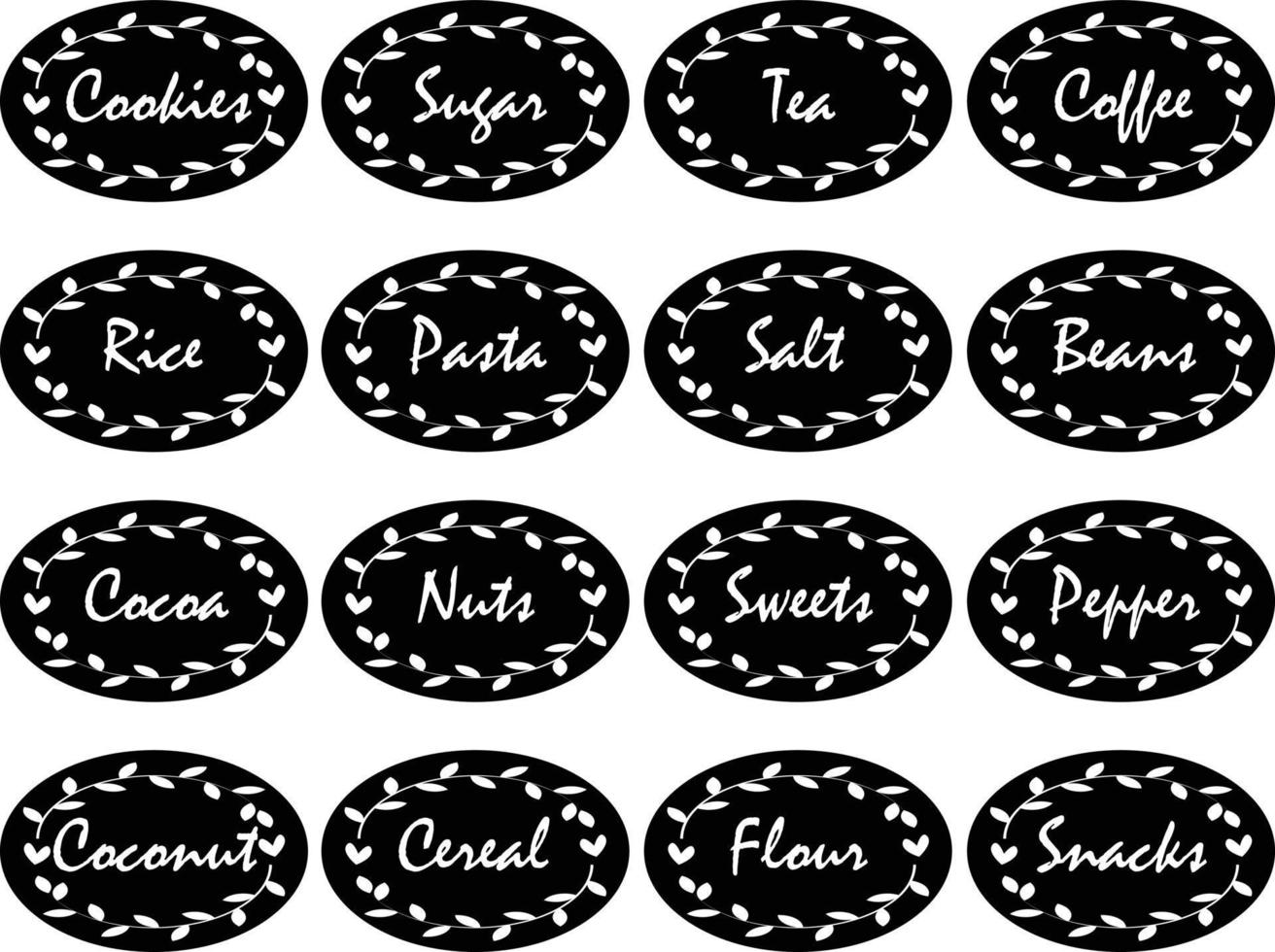 voedsel etiketten teken Aan wit achtergrond. houder stickers symbool. zwart keuken etiketten teken. vlak stijl. vector