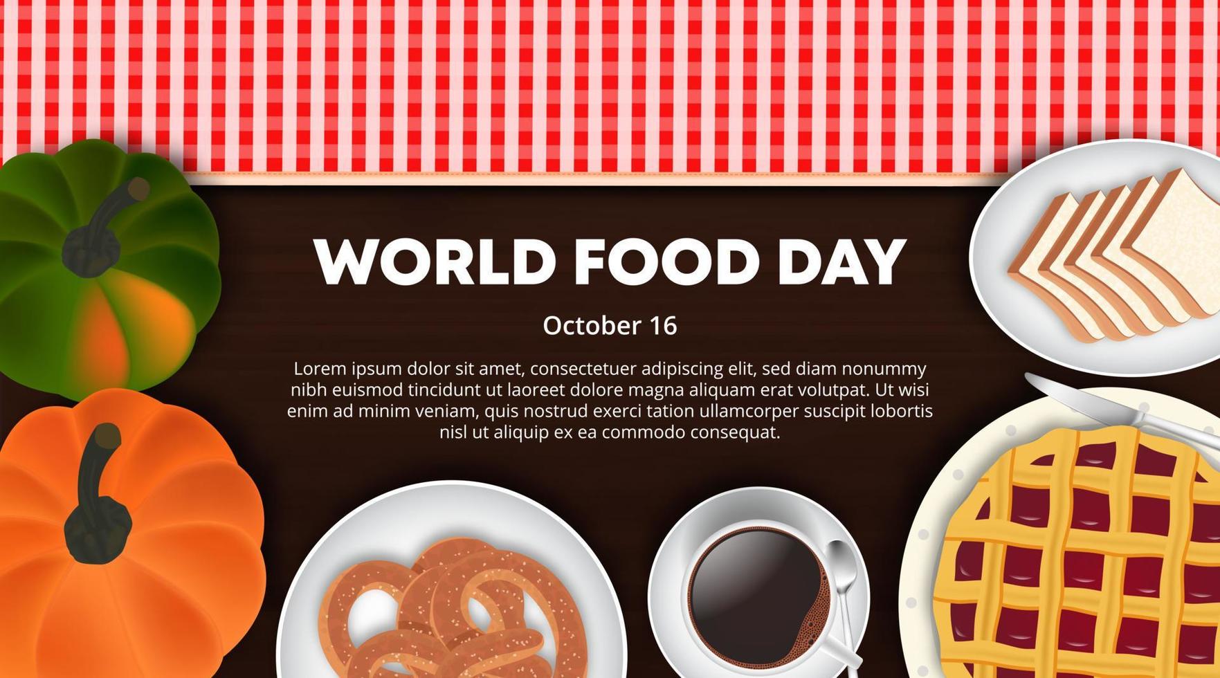 wereld voedsel dag achtergrond met gezond voedsel Aan een tafel vector