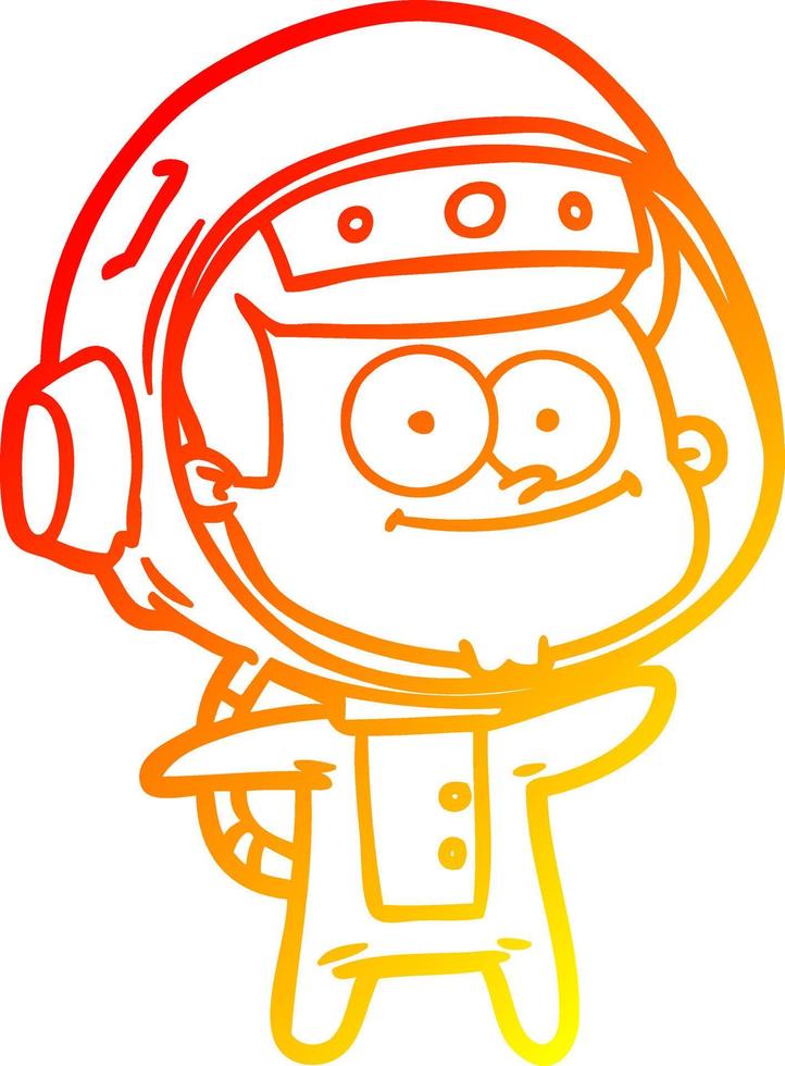 warme gradiënt lijntekening gelukkige astronaut cartoon vector