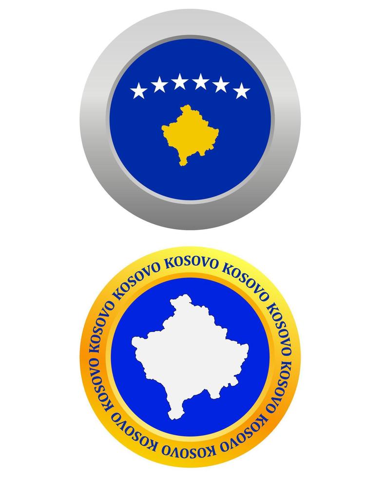 knop net zo een symbool Kosovo vlag en kaart Aan een wit achtergrond vector