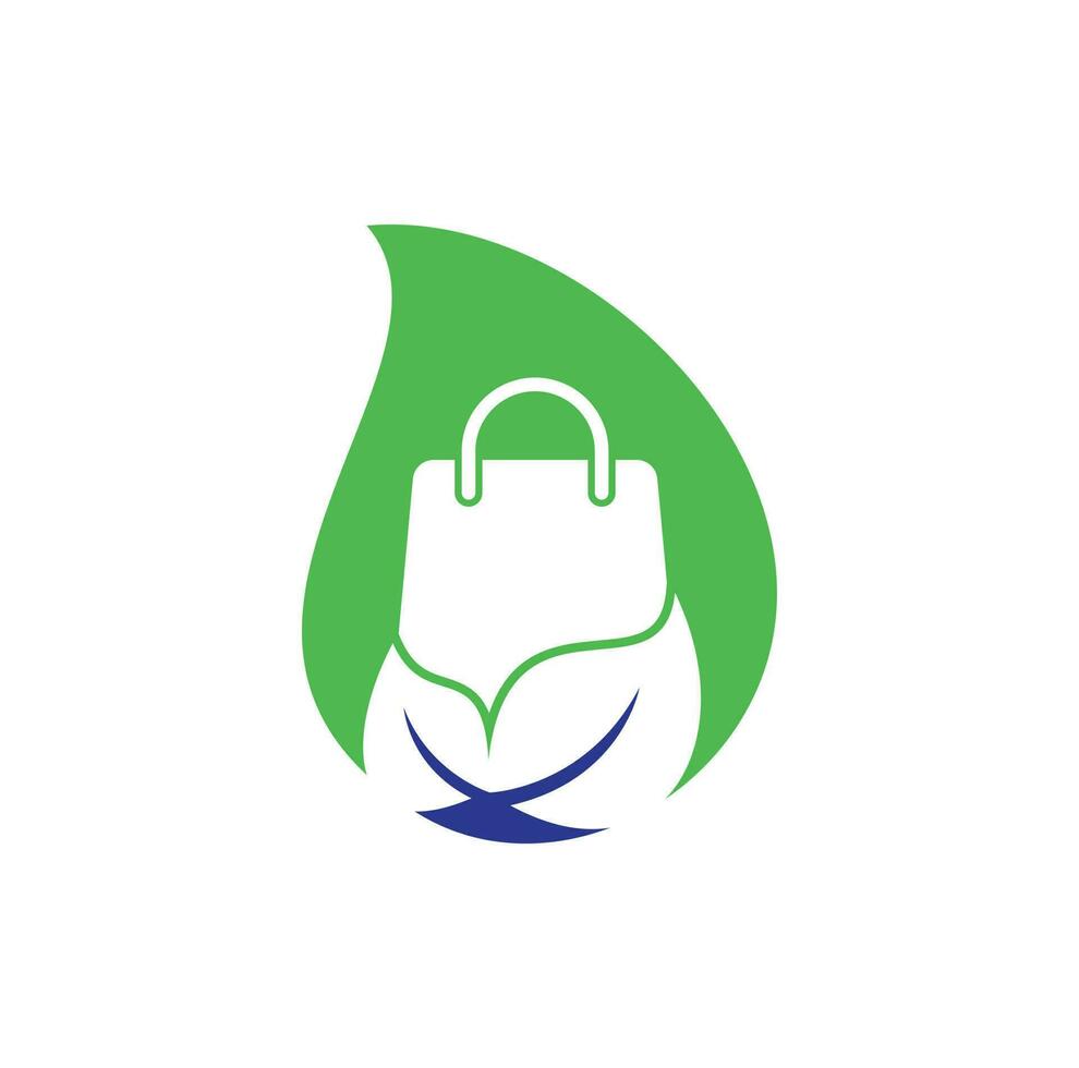 blad zak laten vallen vorm concept logo ontwerp icoon sjabloon. eco groen blad biologisch boodschappen doen zak logo sjabloon illustratie vector