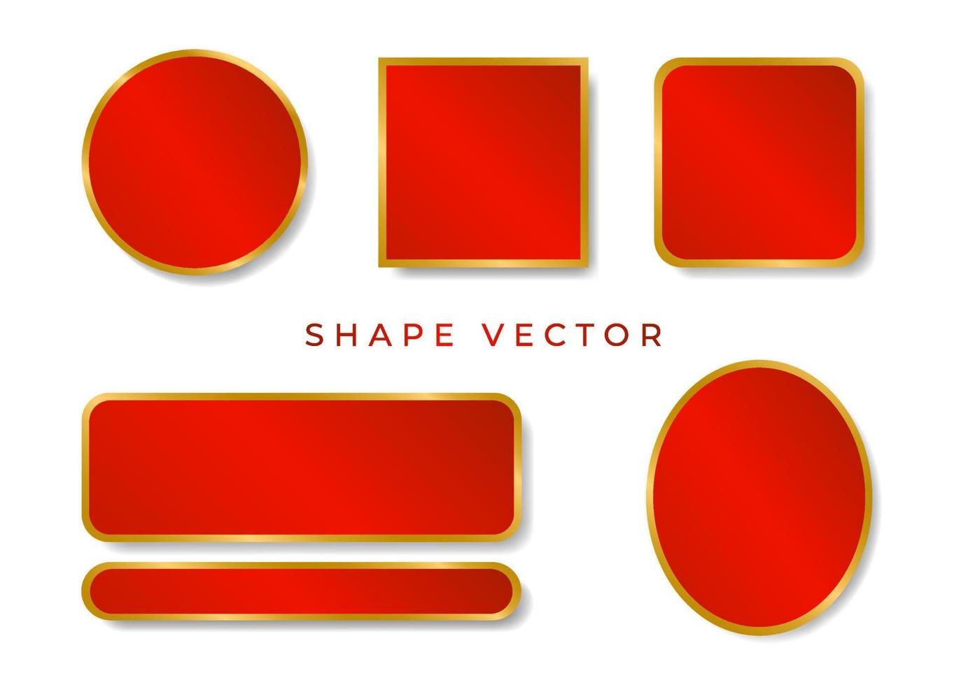 gemakkelijk rood en goud vorm bord, banier of kader vector Aan wit achtergrond met de cirkel, Ovaal, de plein kan worden zetten tekst of Product Aan kader