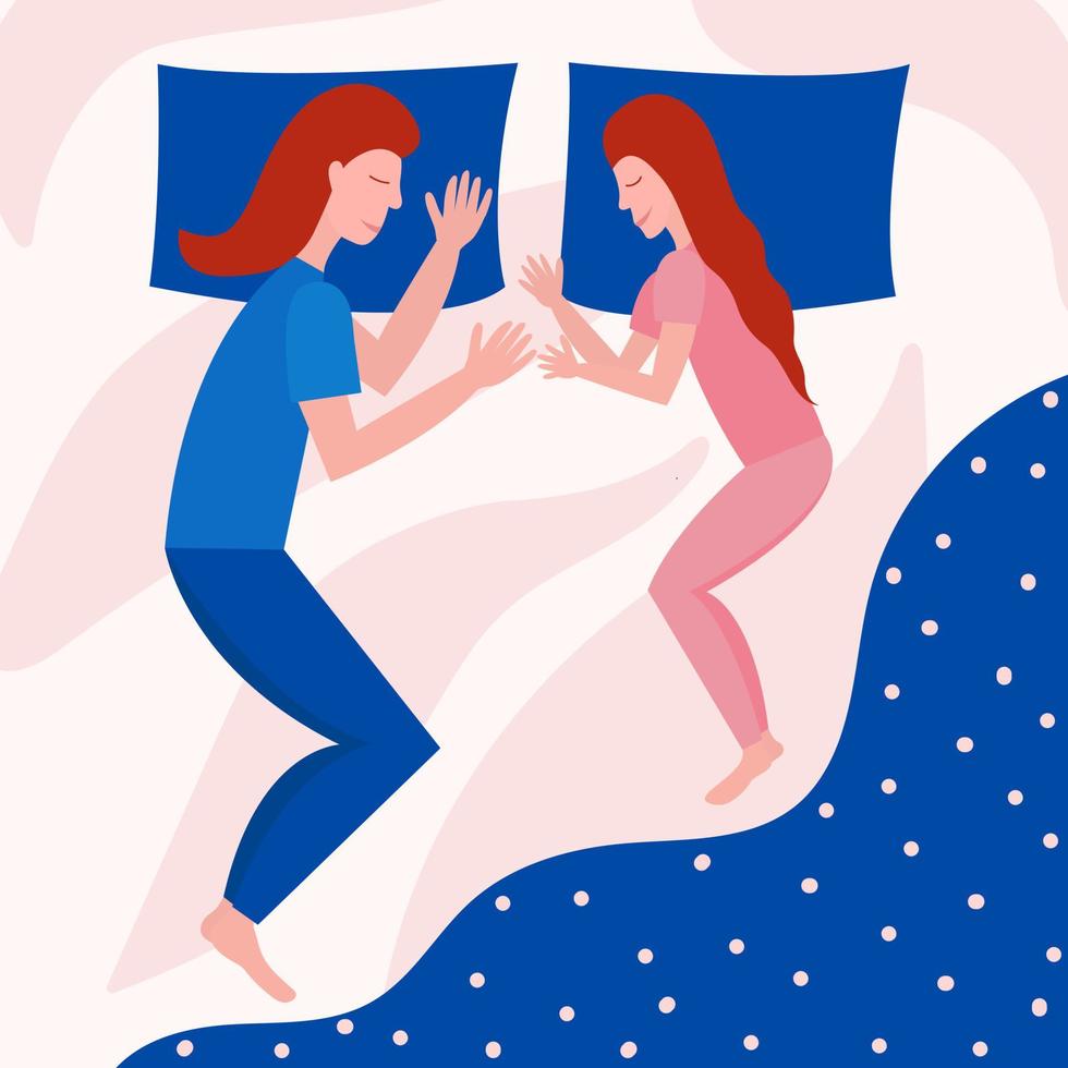 moeder en dochter slapen samen Aan bed. mam en haar kind slapen vector