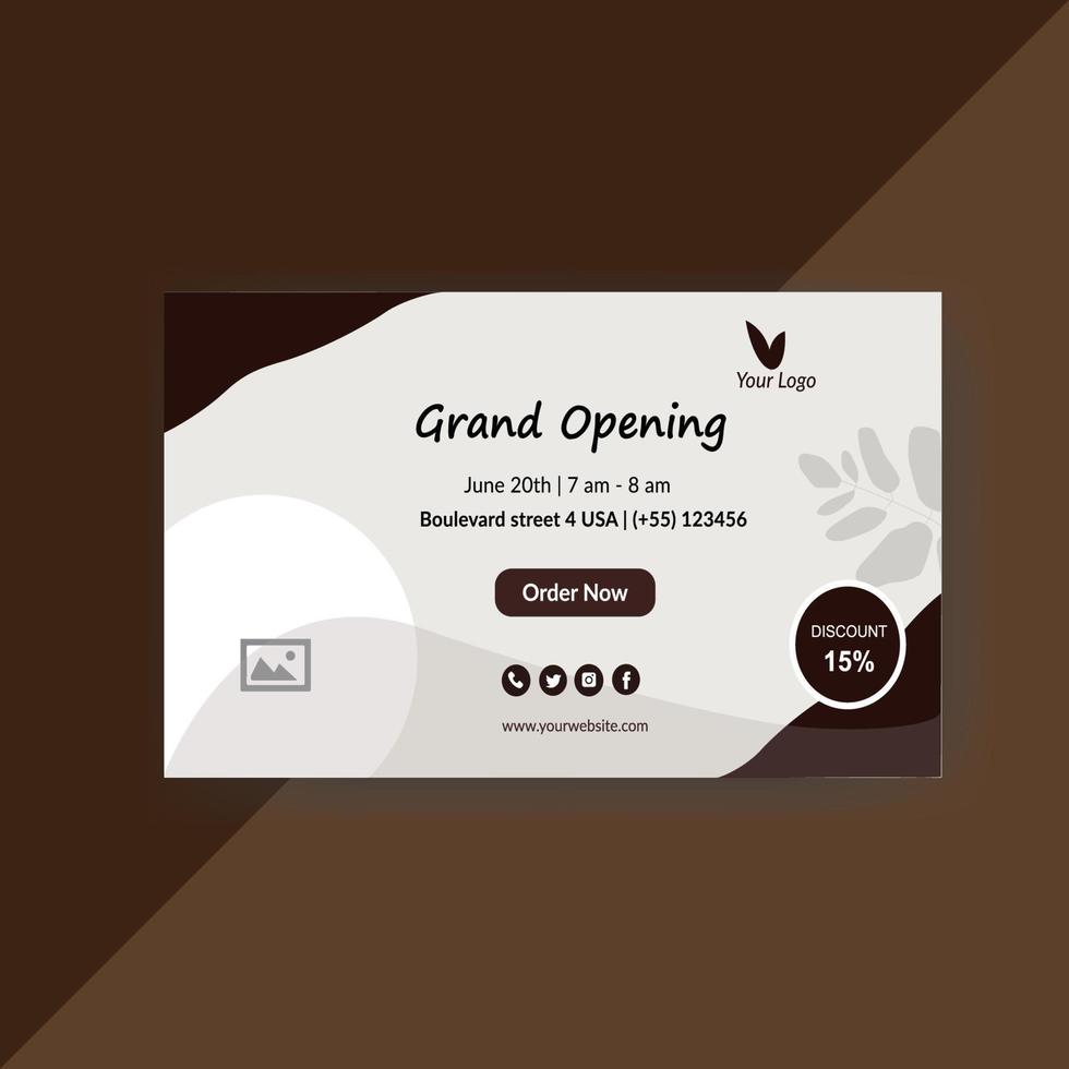 groots opening coffeeshop kaart ontwerp vector