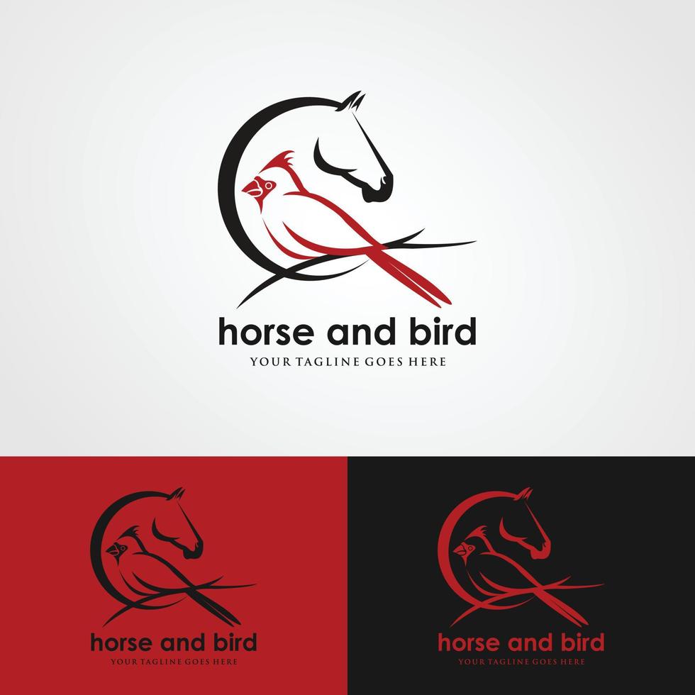 vogel en paard logo vector