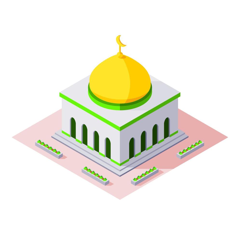 moskee in isometrisch ontwerp. vector illustratie