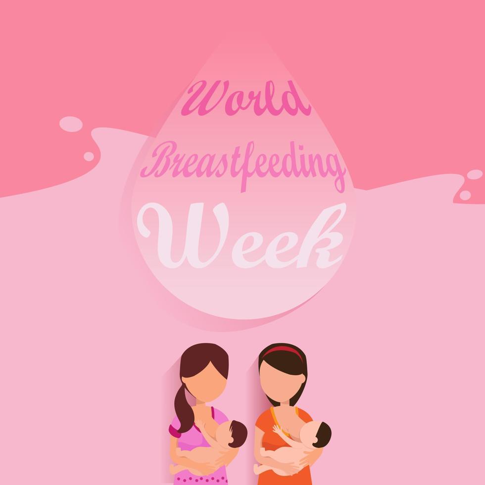 wereld borstvoedingsweek, 1-7 augustus. banner, moederdag illustraties. kind drinkt melk uit de vrouwelijke borst. vector