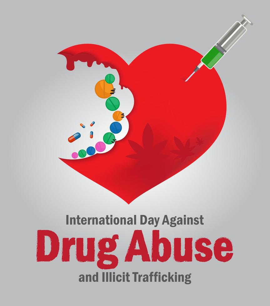 26 juni. internationale dag tegen drugsmisbruik en illegale handel banner. vector. vector