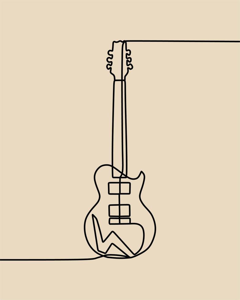 doorlopende lijntekening op gitaar vector