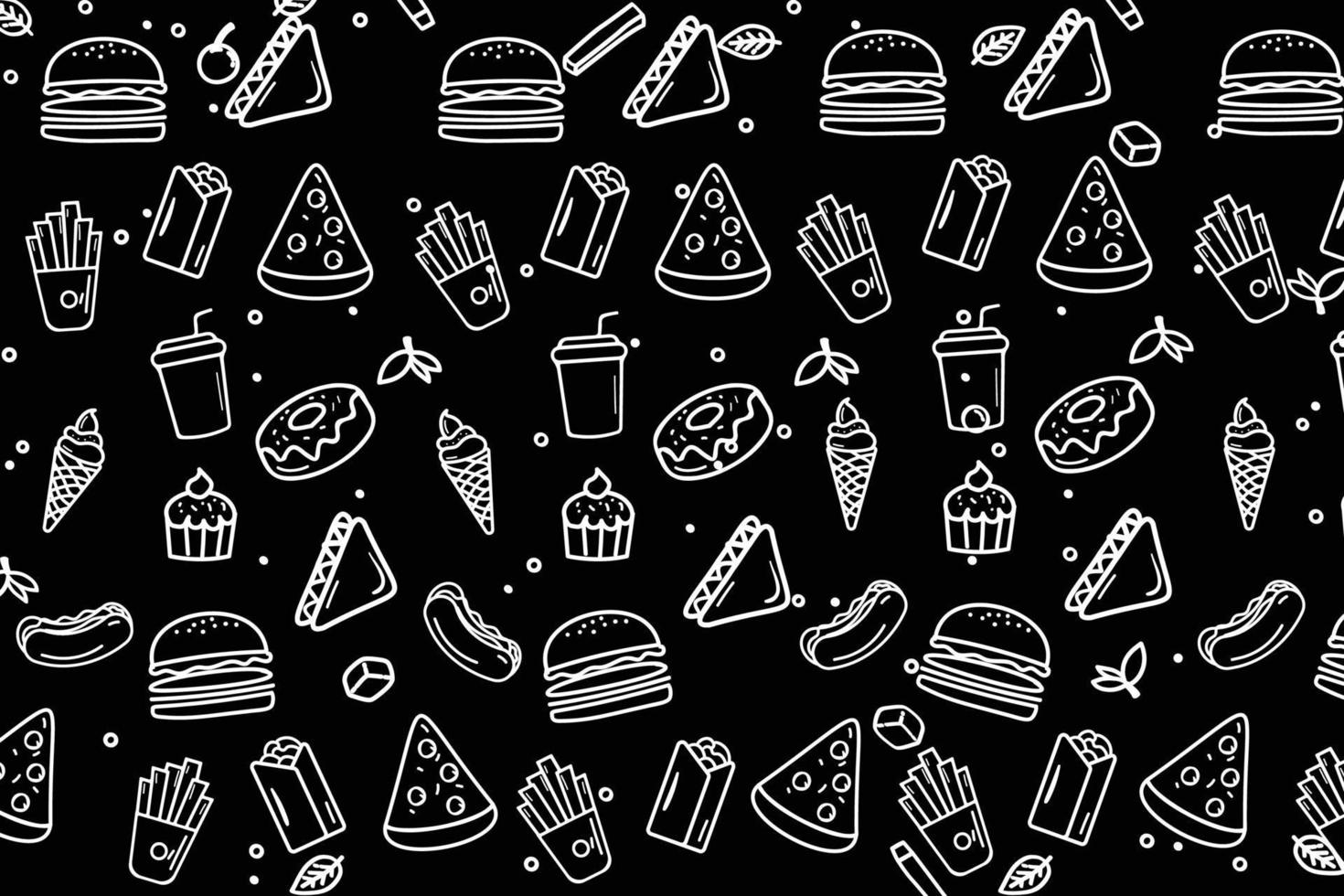 handgetekende fastfood decoratieve achtergrond vector