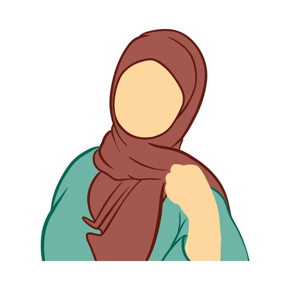 stijlvolle en trendy hijab vrouw met de hand getekend. moderne abstracte gezichten mode hijab meisje perfect voor sociale media sjabloon en behang. vector