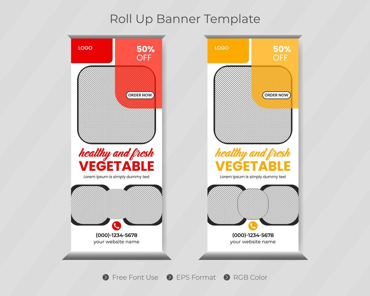 roll-up bannersjabloon met restaurant pull-up omslagontwerp voor zakelijke pro-download vector