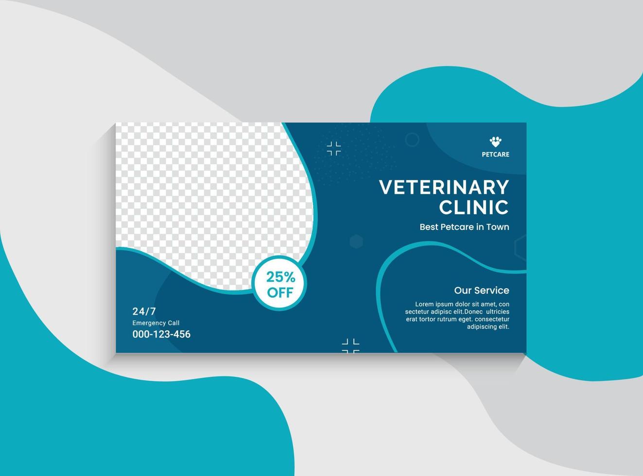 videominiatuur voor veterinaire kliniek en webbannersjabloon. promotiebannerontwerp voor live zakelijke workshop. videocover voor de dokter. dierenkliniek sociale media huisdier service vector lay-out.