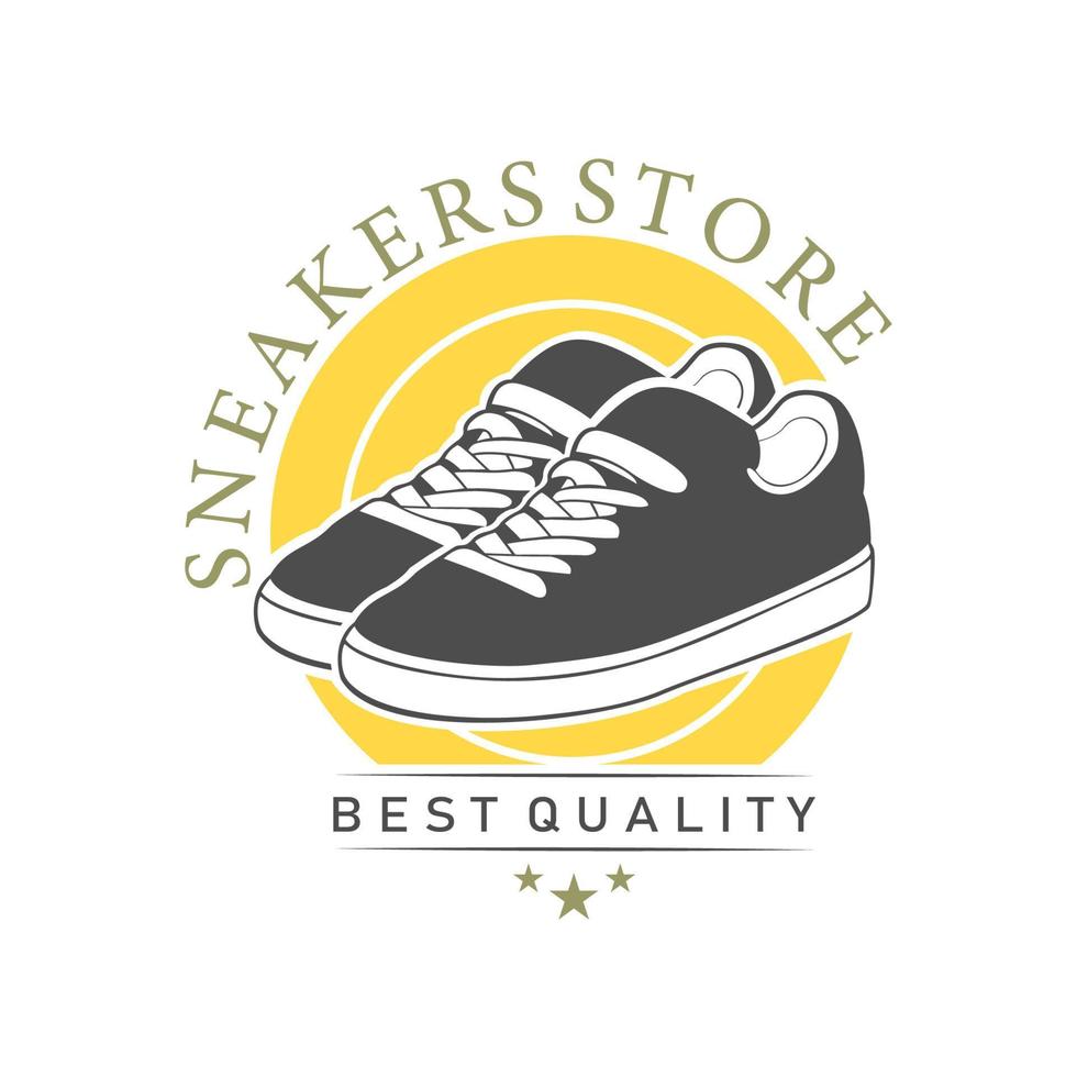sneakers winkel logo ontwerp. schoenenwinkel. sneaker vector illustratie