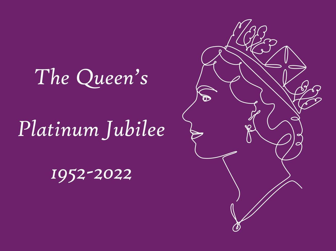 de platina jubileumviering achtergrond van de koningin met zijprofiel van koningin elizabeth in kroon. doorlopende lijntekeningen of één lijntekening. vector
