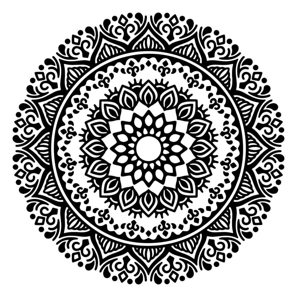 zwarte mandala voor ontwerp. mandala cirkelvormig patroonontwerp voor henna, mehndi, tatoeage, decoratie. decoratief ornament in etnische oosterse stijl. kleurboek pagina. vector