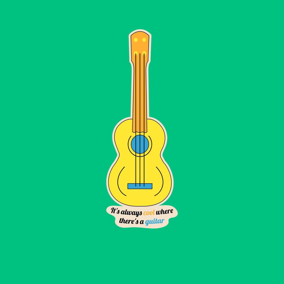 gitaar sticker in jaren 2000 stijl, y2k, met een inspirerend uitdrukking vector
