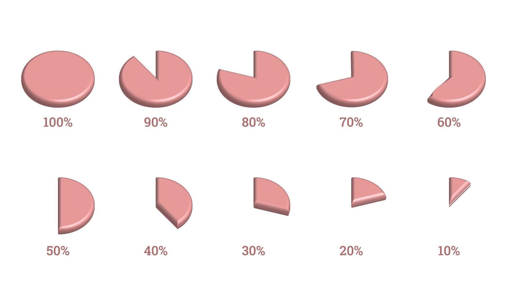 percentage infographics-elementen in de vorm van een 3D-cirkeldiagram vector