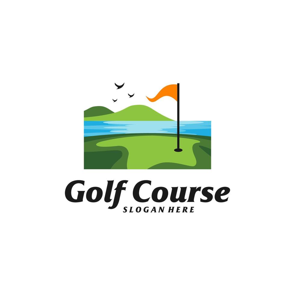 golfbaan logo ontwerpsjabloon. golfbaan logo concept vector. creatief pictogram symbool vector