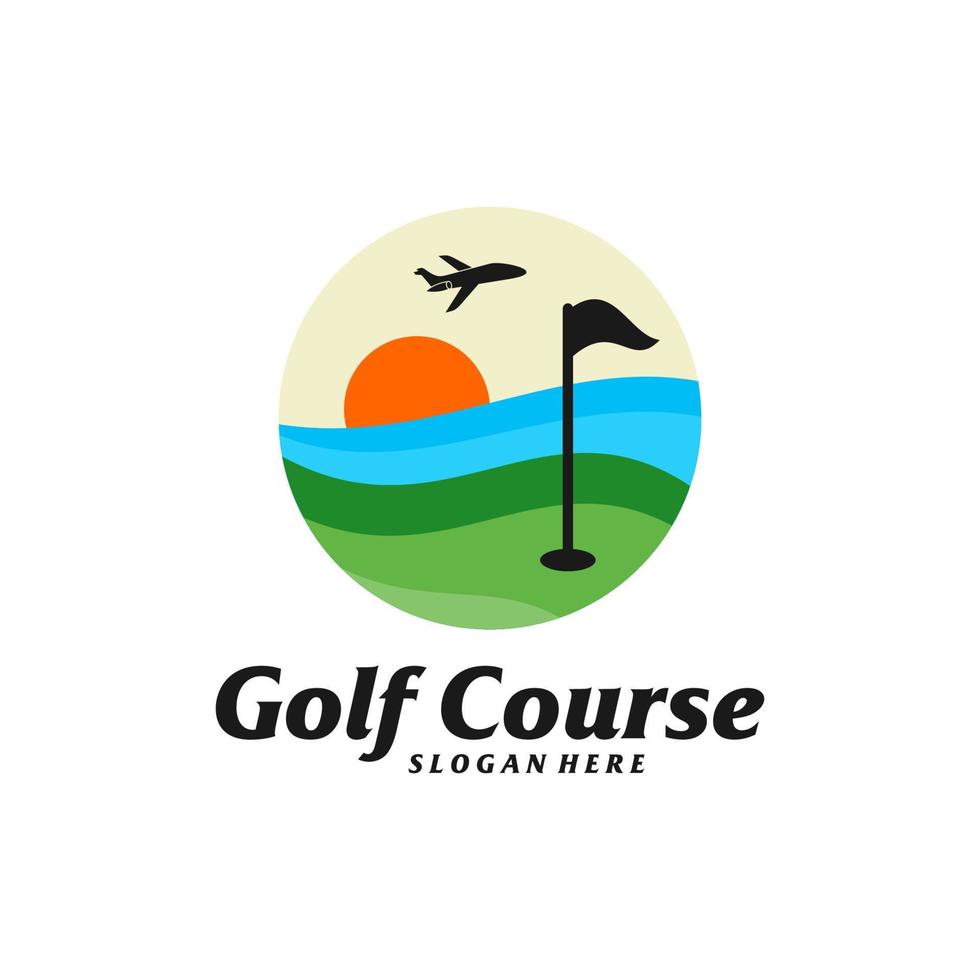 golfbaan logo ontwerpsjabloon. golfbaan logo concept vector. creatief pictogram symbool vector