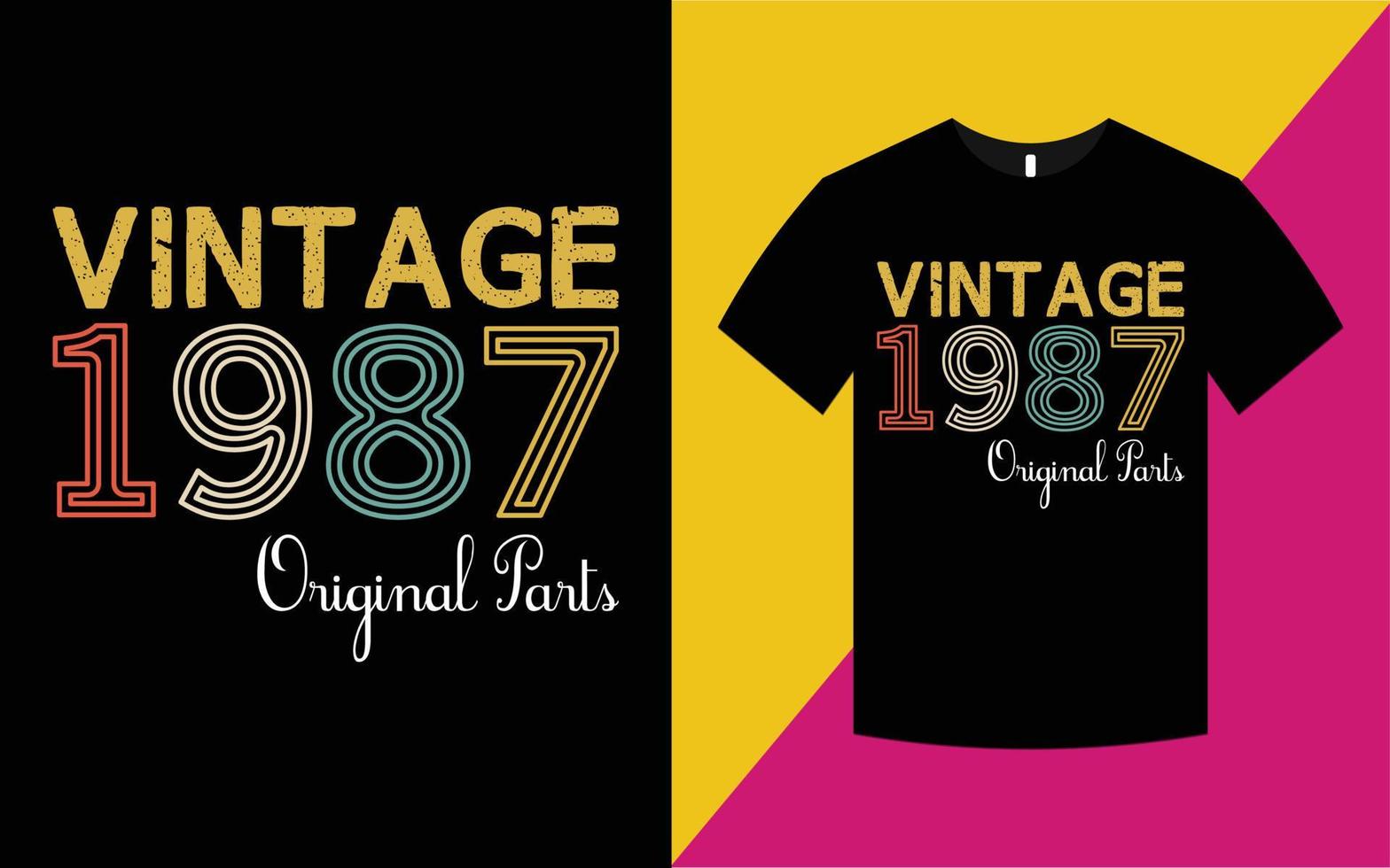 wijnoogst verjaardag 1987 grafiek t-shirt sjabloon vector