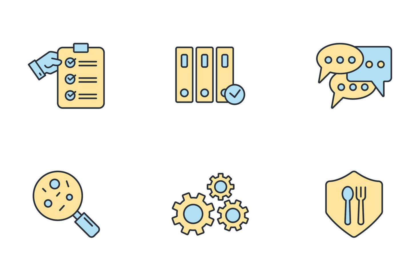 ISO 22000 voedselveiligheid pictogrammen instellen. ISO 22000 voedselveiligheidspakket symbool vectorelementen voor infographic web vector