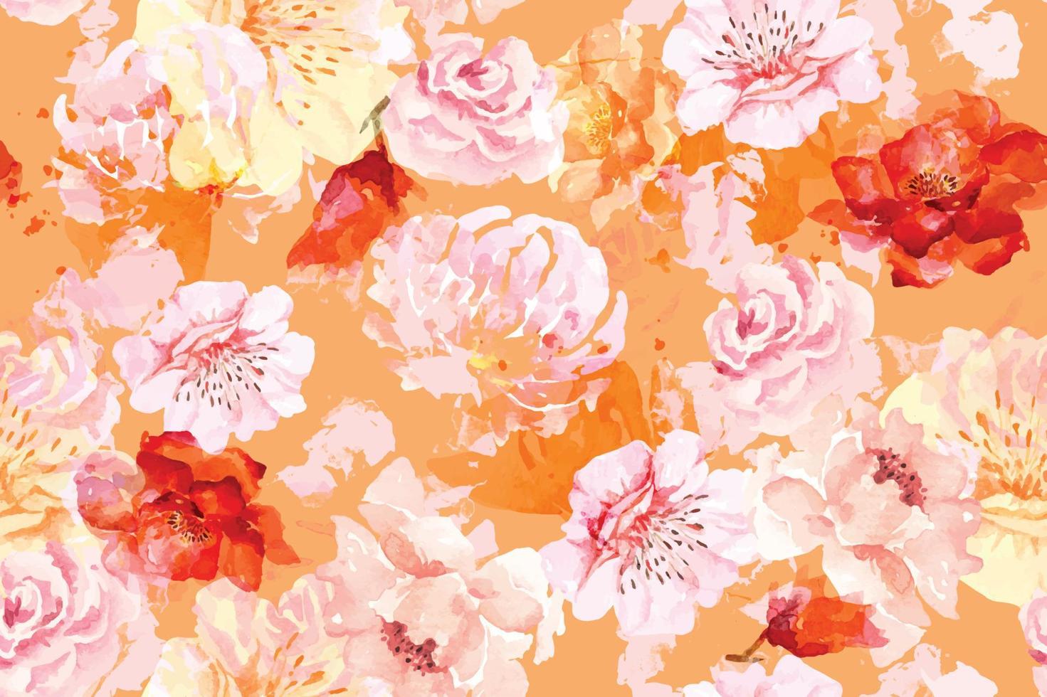 naadloze patroon roos en bloeiende bloem met watercolor.designed voor stof en behang, vintage style.hand getekende bloemen pattern.botany achtergrond. vector