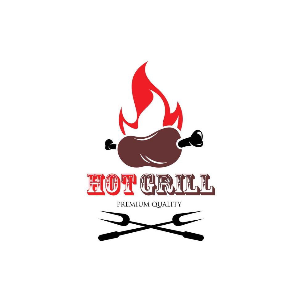 grill-logo sjabloon. barbecue restaurant logo, poster. bbq trendy logo met barbecuegrill. vector