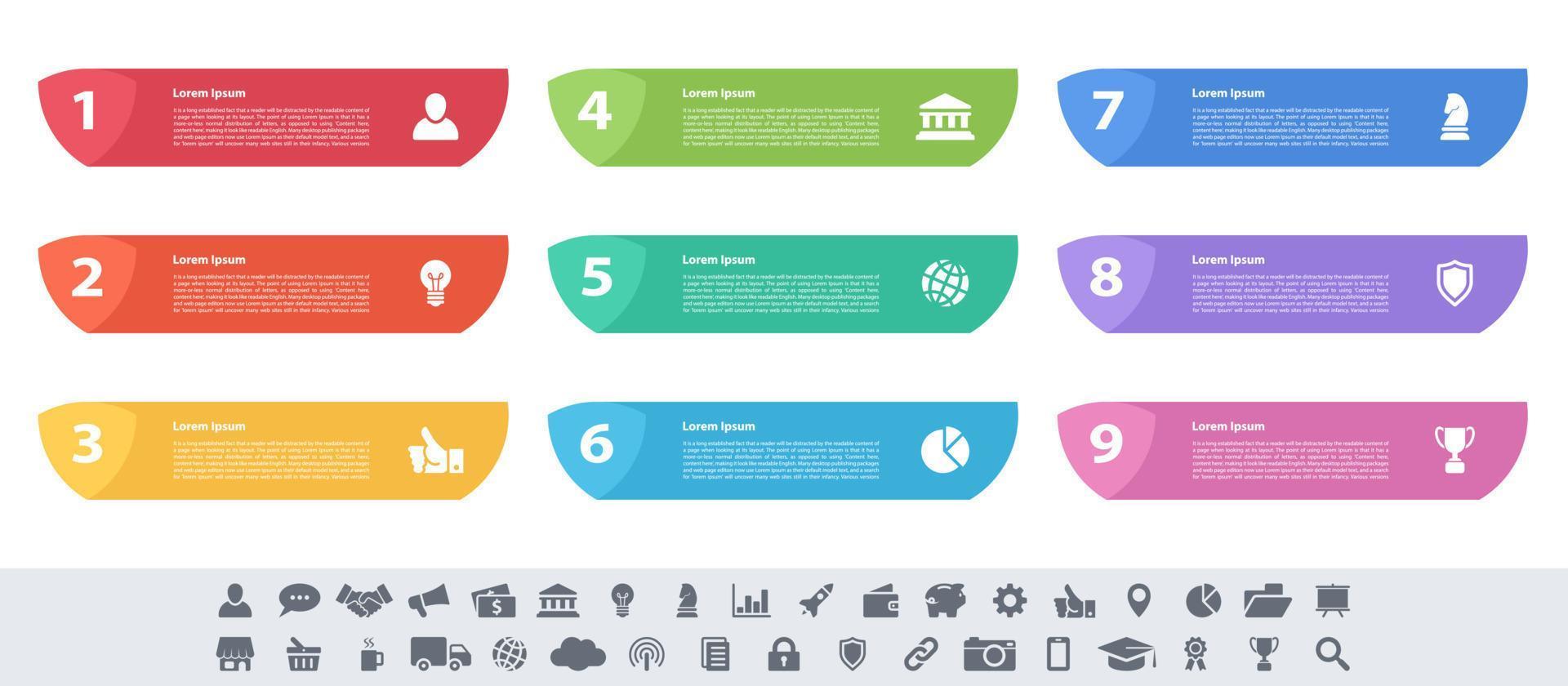 infographic ontwerp bedrijfsconcept vectorillustratie met 9 stappen of opties of processen vertegenwoordigen workflow of diagram of webknopbanner vector