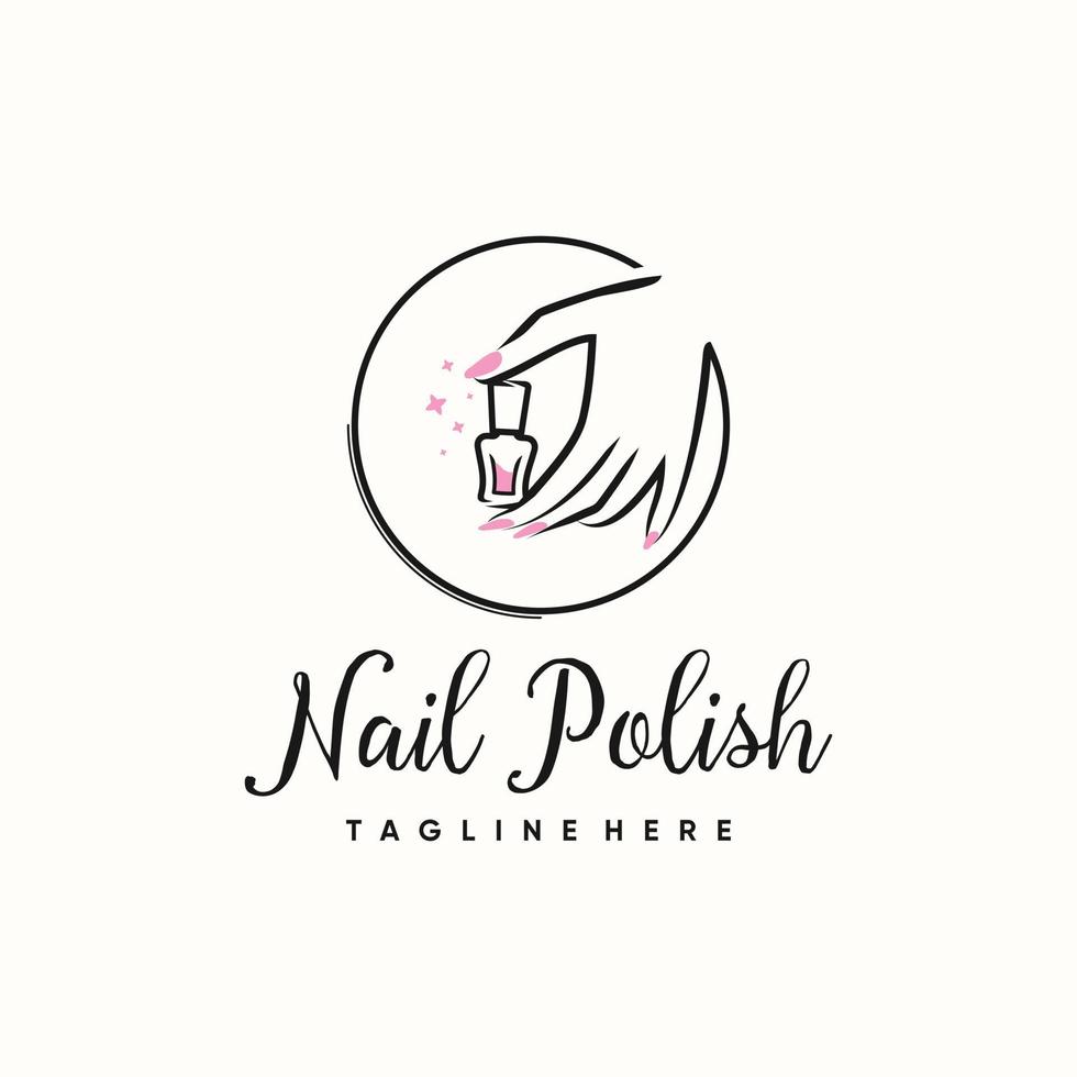 nagel logo ontwerpconcept voor nagel schoonheid vrouw premium vector