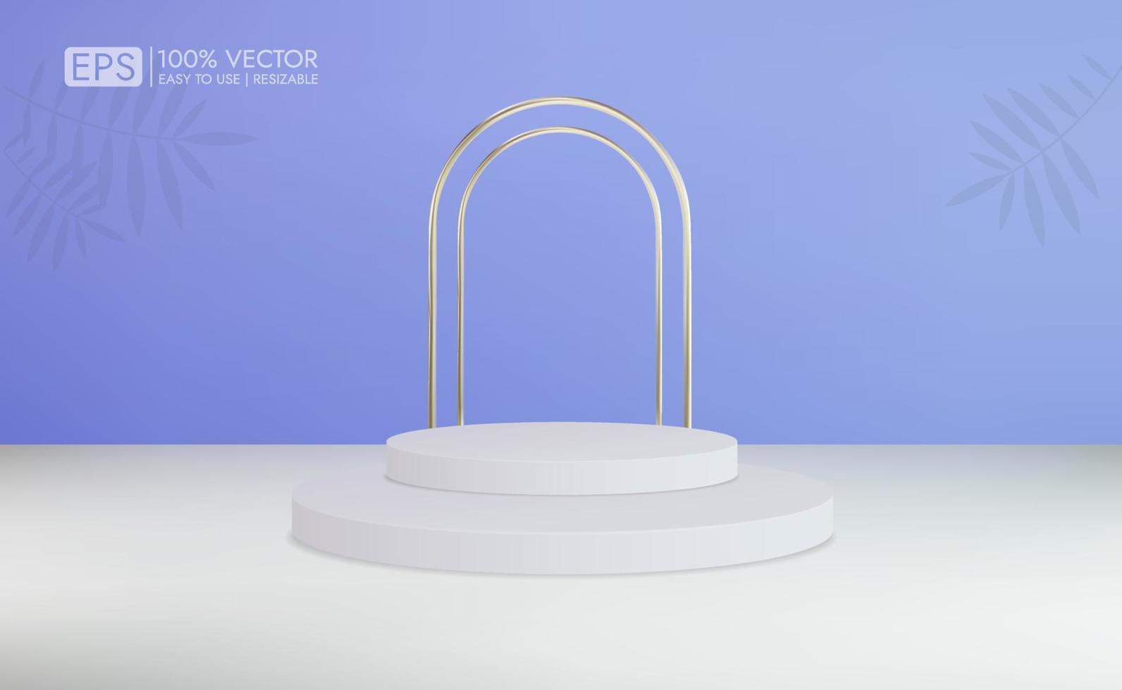 realistisch podium met goudstaven voor minimale weergave van scèneproducten. vector weergave op lichte achtergrond. minimale scène in de studioruimte