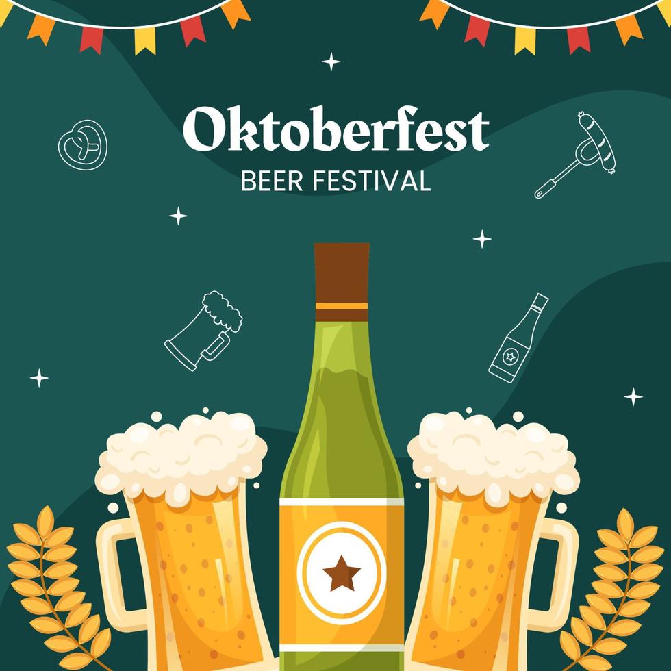 oktoberfest bierfestival achtergrond sjabloon cartoon vectorillustratie vector