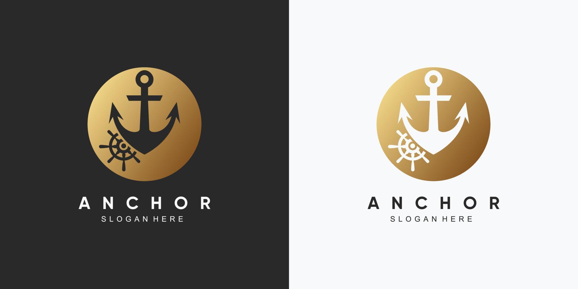 anker marine pictogram logo ontwerpsjabloon met creatief element vector