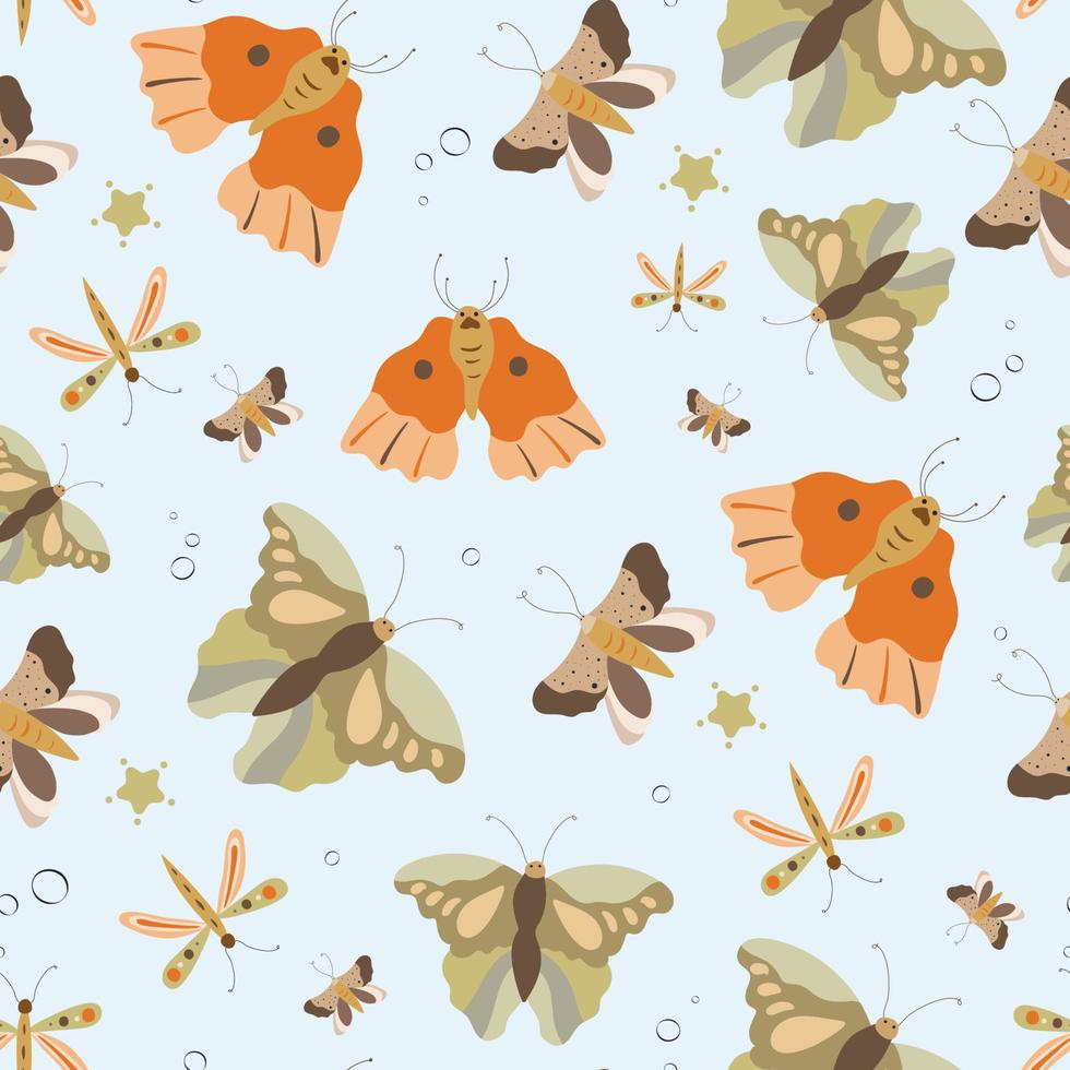 naadloos patroon met schattige vlinderachtergrond vector