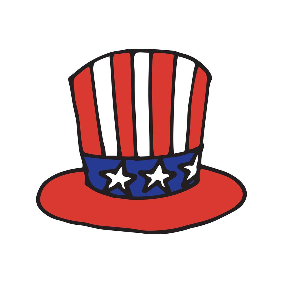 vector tekening in doodle stijl. vlag van de Verenigde Staten. eenvoudige illustratie, cartoonstijl. Amerikaanse vlag. tekening voor onafhankelijkheidsdag, 4 juli